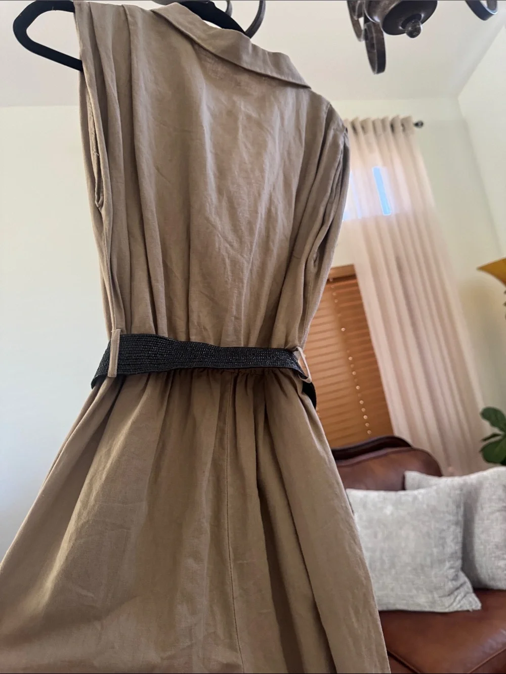 Zara Taupe Curtain Panel with Black Tie